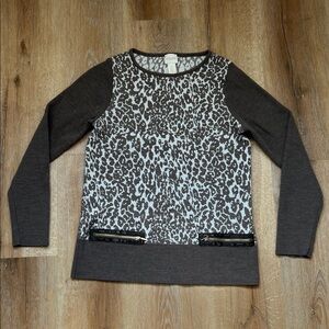 Chico's Tan and Cream Animal Print Sweater Size 0